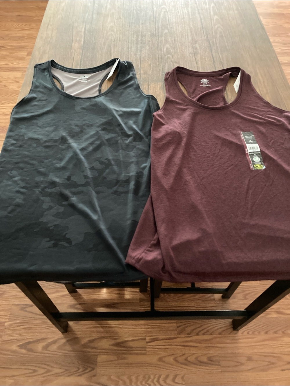 Athletic Works Women's Racerback Tank Tops - Black Camo & Burgundy